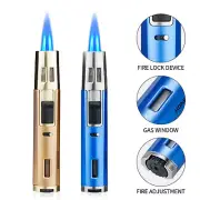 2 PACK Refillable Lighter Adjustable Torch Lighter for Cooking BBQ Double Flame