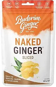 Buderim Ginger – Sliced Ginger – Made with Fresh Ginger, 350g Pouch, Perfect for Snacking, Sharing, and Entertaining