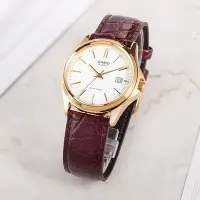 在飛比找Yahoo!奇摩拍賣優惠-卡西歐手錶男女情侶錶對錶Casio復古紅棕皮帶日歷女錶 11