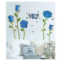 在飛比找蝦皮購物優惠-🔮現貨～超取🔮時尚 藍色妖姬金邊玫瑰花🌟創意壁貼 時尚個性貼