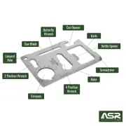 ASR Outdoor 11 in 1 Multi-function Credit Card Sized Wallet Tool Silver
