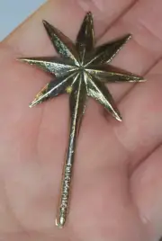 VINTAGE GOLD PLASTIC CERAMIC CHRISTMAS TREE STAR TOPPER