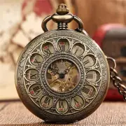 Antique Style Roman Numerals Hollow Flowers Mechanical Hand Wind Pocket Watches