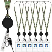 6 Retractable Badge Lanyards ID Badge HolderCamo Strap with Swivel Metal Clasp