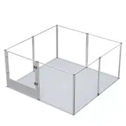 FIN 81cm Highest Acrylic Dog Whelping Pen Box Safe Aluminum Frame Pet Playpen w/ Mat