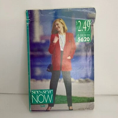 #5620 Butterick Misses Jacket Top and Pants Sewing Pattern size 18-22