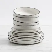 Salisbury & Co Mona Dinner Set 12pc White with Black Speckle