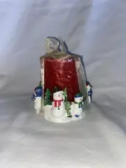 New Christmas Cinnamon Red Candle & Holder Snowman Snowmen Family Decorative