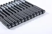 Superior Black Fineliner Pens- 12 Assorted Nibs (005, 01, 02, 03, 05, 08, S, L, BR, 1mm, 2mm, 3mm)- Waterproof, Precise, No Bleed, Archival Ink for Watercolor Paint, Illustration, Manga, Calligraphy