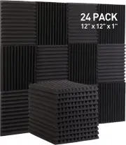 -24 Pack Acoustic Panels 12 X 12 X 1 Inches Wedges Sound Proof Foam High Density