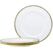Noritake Dinner Plates 11" Formal Round Bone China White + Gold Band (Set of 4)