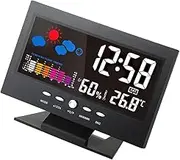 Daseeme °C/°F Multifunctional Indoor Colorful LCD Digital Temperature Humidity Meter Clock Hygrometer Calendar Temperature Trend Alarm Comfort Level Weather Forecast Vioce-Activated Backlight