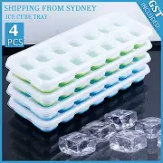 4PCS Ice Cube Tray with Lid Easy Release Silicone Mould 14 Cubes Container Mold