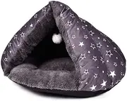 Cat Bed for Winter Cat Tent Self-Warming Sleeping Bed for Cats Fleece Pet Cave Bed for Winter Pets Puppy Indoor Pet Triangle Nest/Brown/Two Sizes (Size : 45x34cm)