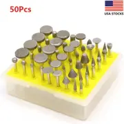 50Pcs Diamond Burr Stone Carving Grinding Bits 1/8" Shank for Dremel Rotary Tool
