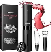 Marchpower Electric Wine Opener Set, Automatic Wine Bottle Openers Cordless Battery Powered Corkscrew with Vacuum Wine Stoppers Wine Aerator Pourer Foil Cutter for Home Gift Party Valentine's Day