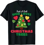 [X.Style] Just A Girl Who Loves Christmas Trees - Cute Girls Christmas ds702 T-Shirt Black