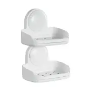 Suction Cup Soap Dish with Double Layer Holder with Drain Tray for Shower 290