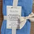 Set/4~Sur La Table~ Washed Belgian Linen Napkins ~Hydrangea BLUE~ 20" x 20" NEW!