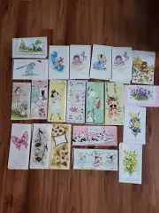 Twenty vintage Get Well Soon greeting Cards Lot Flowers Girls Animals