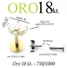 Piercing Body Tragus 8mm Corpo Labret Lip Ear Gold 18kt. Gold