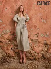 FatFace Tabitha Sage Green Textured Dress (AL1854) | $205