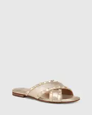 Calabria Tuscan Gold Leather Flat Sandal