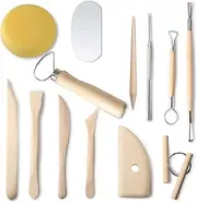 Nuts OT nuts Clay Tools 13 Pcs Pottery Tools Kit Wood and Metal Polymer Clay Tools Sculpting Tools Clay Modelling Tools for Adults Beginners Pottery Ceramics Sculpture,Carving,Scraper