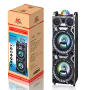 Dual 10" Rechargeable Speaker System with Wheel LED Lights Wireless Mic & Remote