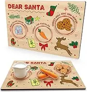 Santa Cookie Plate - Wooden Christmas Tray for Milk and Cookies, Dear Santa Treat Board-SDSTT03