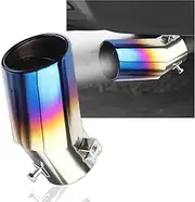 IHOTDER 5.5"" Length Car Stainless Steel Exhaust Tips with 2.5"" Inlet & 3.4"" Outlet,Bolt-On Design Muffler Tips for Car Decorations,Universal Tailpipe Exhaust Tip Car Accessories (Bent/Burnt Blue)
