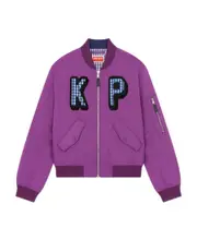 Kenzo Retro Logo-Patch Zipped Bomber Jacket XS Purple