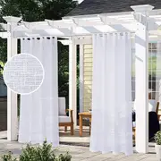 Outdoor Curtain for Patio - 2 Panels Waterproof Tab Top Panels, White