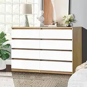 [ALFORDSON] Chest of Drawers Hallway Tallboy, Bedroom Dresser with 8 Drawers, Living Room Side Cabinet Standing Storage Cupboard, Indoor Furniture Home Organiser Sideboard(Wood White)