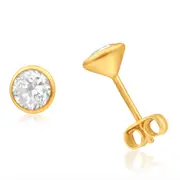 9ct Yellow Gold Cubic Zirconia 5mm Bezel Set Stud Earrings