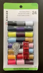 Singer 264 Polyester Thread, Assorted Colors, 24 Spools Hand Sewing