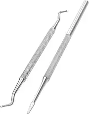 NOLITOY Stainless Steel Cuticle Remover Nail Cleaner Pusher Tool 2pcs Set for Safe Nail Care