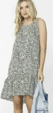 BNWT DECJUBA Talia Painted Spot Animal Print Drop Waist Dress Tunic Size L 14