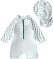 [Noubeau] Baby Boys' One Piece Swimsuits Toddler Swimwear with Rash Guard Infant Bathing Suit for Boys Swim Sun Hat Set
