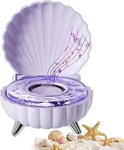 Mini Bluetooth Speaker with Unique Seashell Shape Design, Cute Stereo Speaker with Ambient Night Light for Kids' Bedroom Table Decoration (Purple)