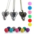 3PC Elephant Diffuser Locket Pendant Aromatherapy Essential Oil Perfume Necklace