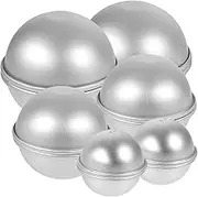SEWACC 12pcs Bath Salt Ball Mold Product Foaming Soap Dispenser Half Sphere Mold Aluminum Half Circle Clear Letter Melter Liquid Tins Aluminum Alloy Silver