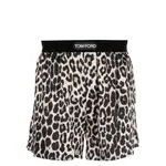 [Tom Ford Underwear] Tom Ford Underwear Leopard-print Silk Boxer S BLACK/BROWN