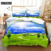 a2370 Bed Sheets Blue Sky Scenery Bedding Set Duvet Cover Set Kids Bedding Digital Printing Bed Linen Duvet Cover3-Piece Bedding Set (1 Duvet Cover