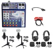 2) Person Podcasting Podcast Bundle w/Soundcraft Mixer+Headphones+Mic+Desk Stand