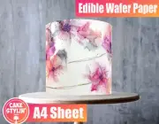 WATER COLOUR FLORAL PATTERN Edible Cake Wrap Topper Wafer Paper FLOWER PRINT A4