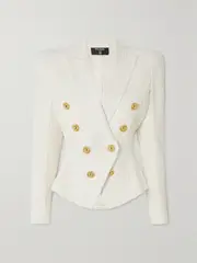 [Balmain] Balmain - Double-breasted Tweed Blazer - White - FR 46 FR 46 White