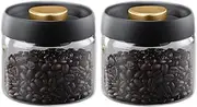 LOEZ Coffee Bean Storage Container Airtight, Lid Sealed with Press-Down Vacuum, Borosilicate Glass Coffee Canister, Food Storage, Coffee Bar for Ground Coffee, Tea, Beans, Spices (2 x Small - Clear)