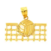 14K Gold Volleyball and Net Pendant