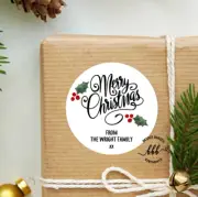 12 Personalised Glossy Merry Christmas Stickers Gift Xmas Presents Gifts Labels